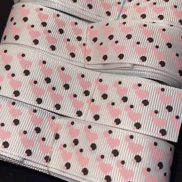 Grosgrain Ribbon 7/8” 5 yards 5/$20 hair bows shipping supplies hearts polka dot - Picture 1 of 6
